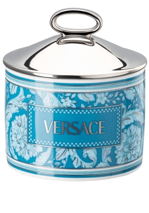 Versace Barocco logo-print candle - Blue