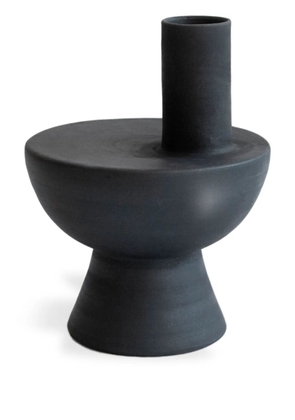 Origin Made Charred Chimney clay vase (31,3cm) - Black