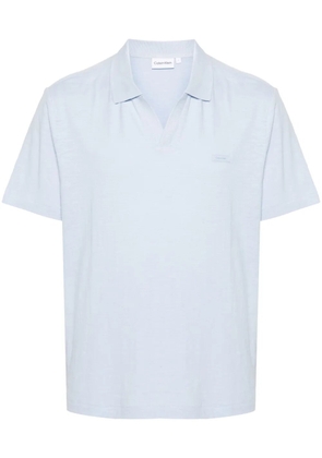 Calvin Klein logo-patch mélange polo shirt - Blue