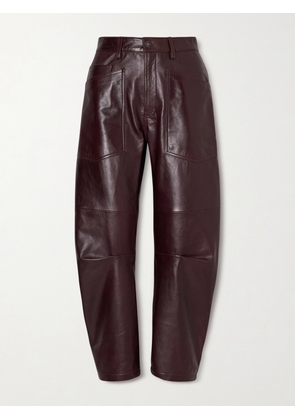 Nili Lotan - Shon Leather Barrel-leg Pants - Burgundy - US0,US2,US4,US6,US8,US10,US12