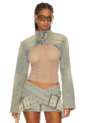Jaded London Assassin Ultra Cropped Jacket in Denim-Light. Size S. Also in XS.