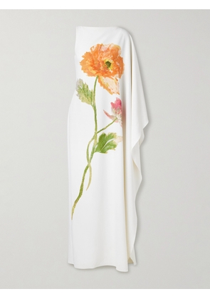 Carolina Herrera - One-sleeve Draped Floral-print Crepe Gown - White - US2,US4,US6,US8