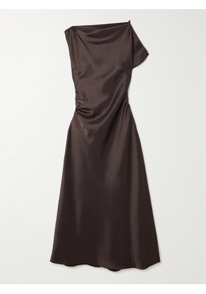 La Ligne - Asymmetric Draped Satin Maxi Dress - Brown - US00,US0,US2,US4,US6,US8,US10,US12,US14