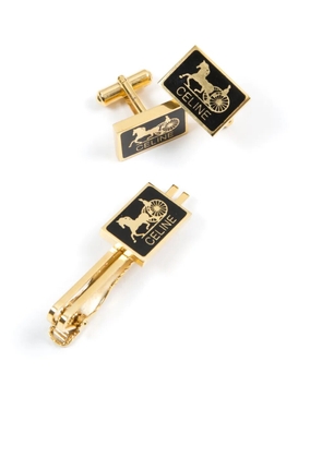 Celine Pre-Owned 1980s Horsebit tie clip and cufflinks set - Black