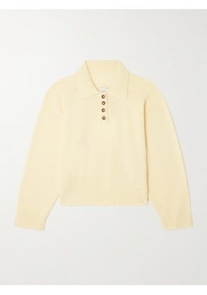 Loulou de Saison - Homere Embroidered Cashmere Polo Sweater - Yellow - x small,small,medium,large,x large