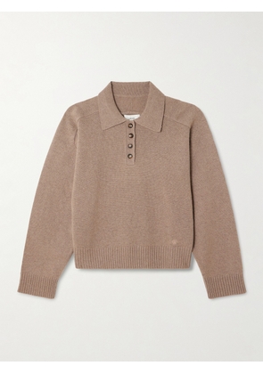 Loulou de Saison - Homere Embroidered Cashmere Polo Sweater - Brown - x small,small,medium,large,x large