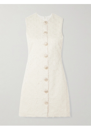 DESTREE - Camille Frayed Organic Cotton-twill Mini Dress - Ecru - x small,small,medium,large