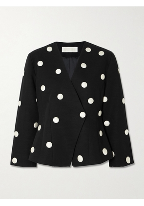 DESTREE - Aloise Embellished Polka-dot Cotton-faille Blazer - Black - x small,small,medium,large