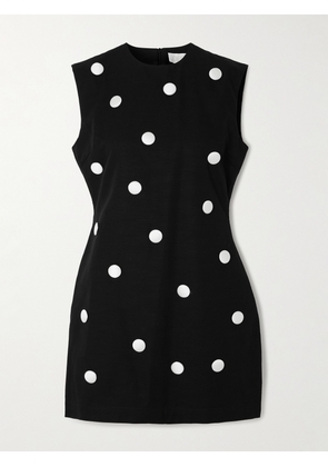 DESTREE - Carole Embellished Polka-dot Cotton-faille Mini Dress - Black - x small,small,medium,large