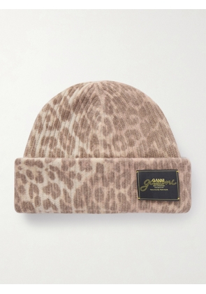 GANNI - Leopard-print Ribbed-knit Beanie - Animal print - One size