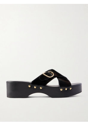 Ancient Greek Sandals - Marilisa Sabot Studded Leather Clogs - Black - IT35,IT36,IT37,IT38,IT39,IT40,IT41