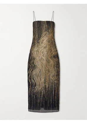 Taller Marmo - Showgirl Metallic Silk-blend Crepon Midi Dress - Black - IT38,IT40,IT42,IT44,IT46,IT48