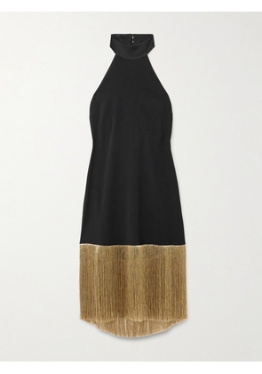 Taller Marmo - Berlin Fringed Crepe Halterneck Mini Dress - Black - IT36,IT38,IT40,IT42,IT44,IT46,IT48
