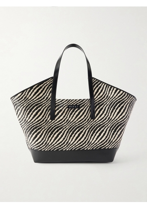 Marni - Waves Leather-trimmed Jacquard Faux Raffia Tote - Black - One size