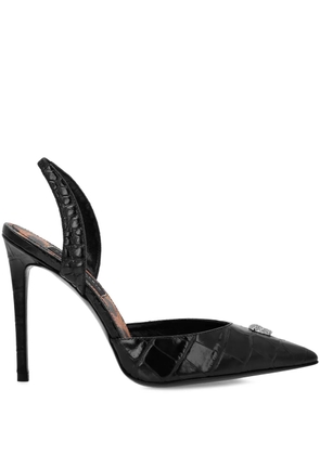 Philipp Plein crocodile effect slingback pumps - Black