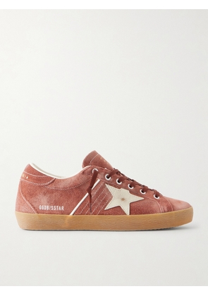 Golden Goose - Super-star Distressed Leather-trimmed Suede Sneakers - Red - IT35,IT36,IT37,IT38,IT39,IT40,IT41,IT42