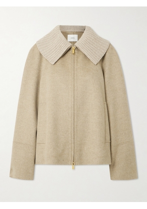 Joseph - Cooksey Ribbed-knit Trimmed Wool And Cashmere-blend Jacket - Neutrals - FR 34,FR 36,FR 38,FR 40,FR 42,FR 44