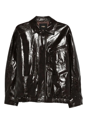 Maje cuffed panelled jacket - Brown