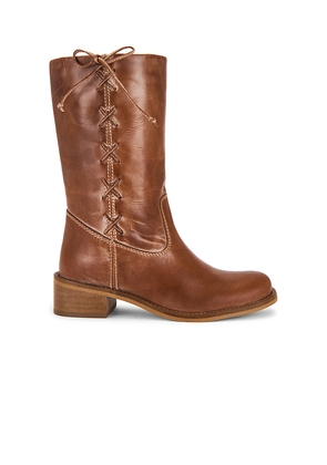 Dico Copenhagen Julia Gaucho Boot With Side Laces in Cognac. Size 36. Also in 37, 38, 39, 40, 41.