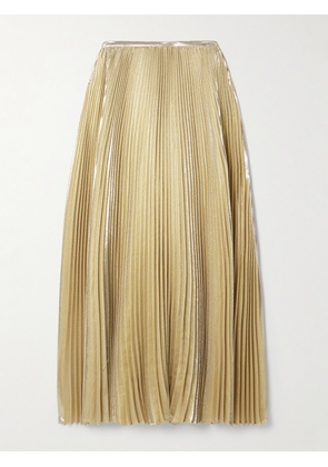 Joseph - Essai Metallic Plissé Silk-blend Midi Skirt - Gold - FR 34,FR 36,FR 38,FR 40,FR 42,FR 44