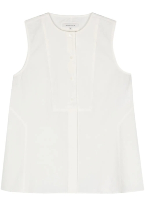 Maison Kitsuné crinkled sleeveless shirt - White