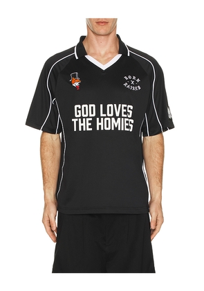 Born x Raised God Loves The Homies Jersey in Black. Size L. Also in M, S.