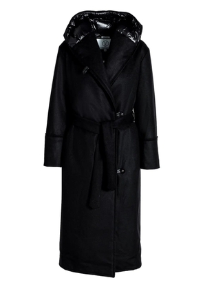 Norwegian Wool hooded wrap coat - Black