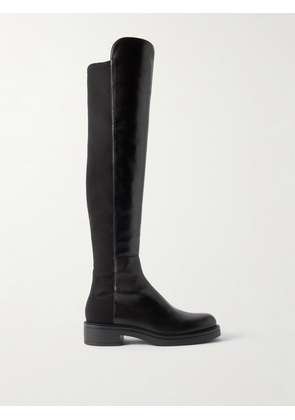 Stuart Weitzman - 5050 Celia Stretch-paneled Leather Over-the-knee Boots - Black - US5.5,US6,US6.5,US7,US7.5,US8,US8.5,US9,US9.5,US10,US10.5,US11,US11.5