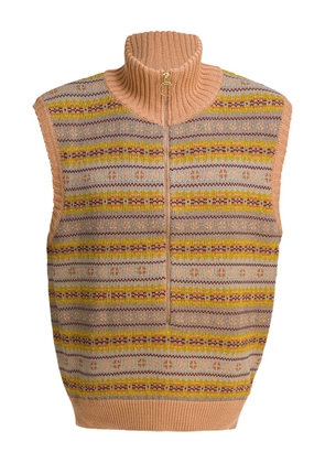 KAPITAL high-neck half-zip knitted vest - Green