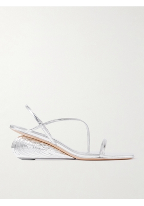 SIMKHAI - Bridget Metallic Leather Wedge Sandals - Silver - IT35,IT36,IT37,IT38,IT39,IT40,IT41