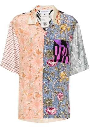 Marine Serre mix-print silk shirt - Neutrals