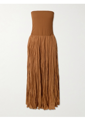 Johanna Ortiz - Empowerment Movement Ribbed Knit-trimmed Linen-blend Maxi Skirt - Brown - US0,US2,US4,US6,US8,US10,US12