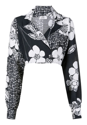 Amir Slama floral-print cropped shirt - Black