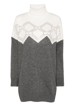 LIU JO rhinestone-logo sweater - Grey