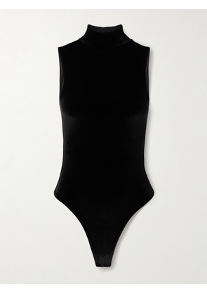 THE PARK - Joyce Stretch-velvet Thong Bodysuit - Black - x small,small,medium,large,x large