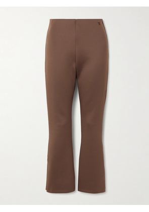 THE PARK - Sarah Embroidered Pyratex® Recycled-jersey Slim Pants - Brown - small,medium,large