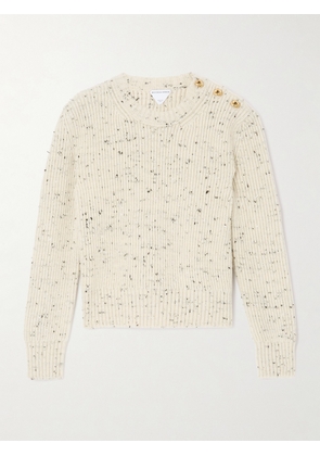 Bottega Veneta - Button-detailed Ribbed Wool-blend Sweater - White - x small,small,medium,large