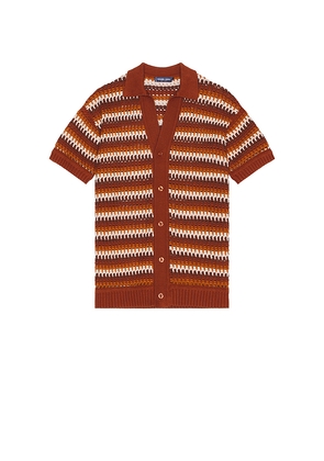 Frescobol Carioca Pinto Crochet Shirt in Brown. Size L. Also in S.