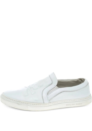 Philipp Plein leather slip-on sneakers - White