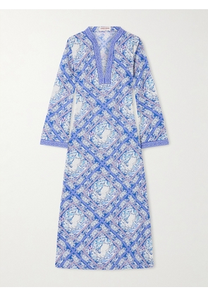 Emporio Sirenuse - Giada Printed Cotton Coverup - Blue - IT36,IT38,IT40,IT42,IT44,IT46,IT48,IT50