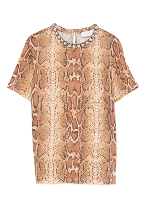 ZIMMERMANN embellished snake-print T-shirt - Neutrals