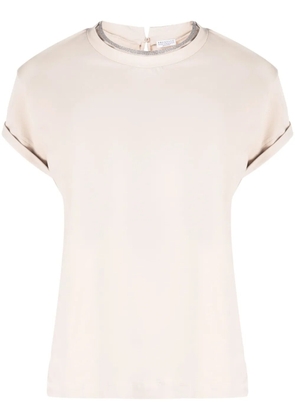 Brunello Cucinelli Monili-trim short-sleeve T-shirt - Neutrals