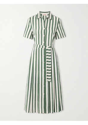 Emporio Sirenuse - Claudia Belted Striped Cotton Midi Dress - Green - IT36,IT38,IT40,IT42,IT44,IT46,IT48,IT50