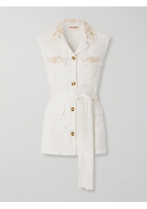 Emporio Sirenuse - Daria Embroidered Linen-blend Vest - White - IT36,IT38,IT40,IT42,IT44,IT46,IT48