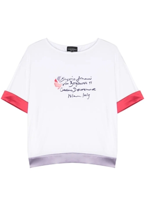 Emporio Armani contrasting-trim logo-print T-shirt - White