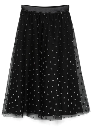 NISSA polka-dot print midi skirt - Black