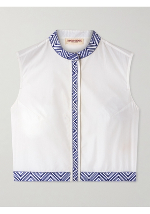 Emporio Sirenuse - Andorra Iris Cropped Embroidered Cotton-blend Poplin Top - White - IT36,IT38,IT40,IT42,IT44,IT46,IT48