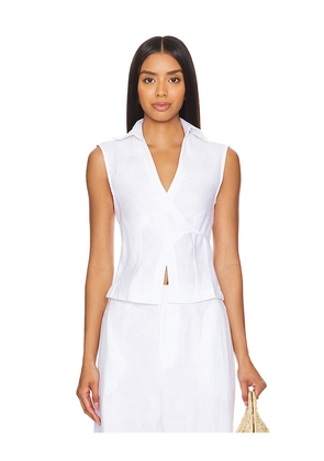FAITHFULL THE BRAND Antibes Sleeveless Wrap Shirt in White. Size S. Also in XS.