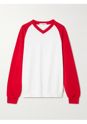 Tibi - Perfect T Two-tone Cotton-jersey Sweatshirt - Red - xx small,x small,small,medium,large,x large