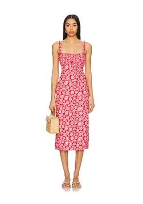 Free People Lucinda Printed Midi Dress in Red. Size L. Also in S, XL.